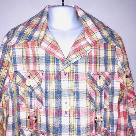 Vintage 50s Billy the Kid Boys Jacket Size 12 Blue Pink Plaid Western Rockabilly - Picture 3 of 8